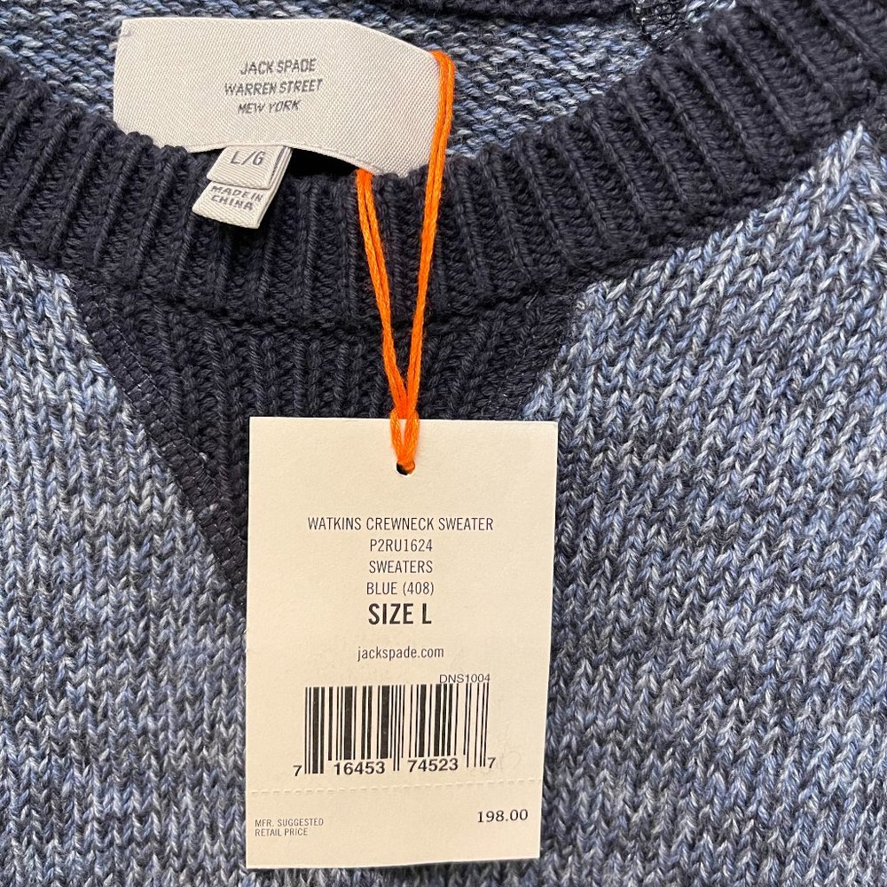 NWT! Jack Spade Men Blue Watkins Crewneck Sweater Large - Picture 4 of 4